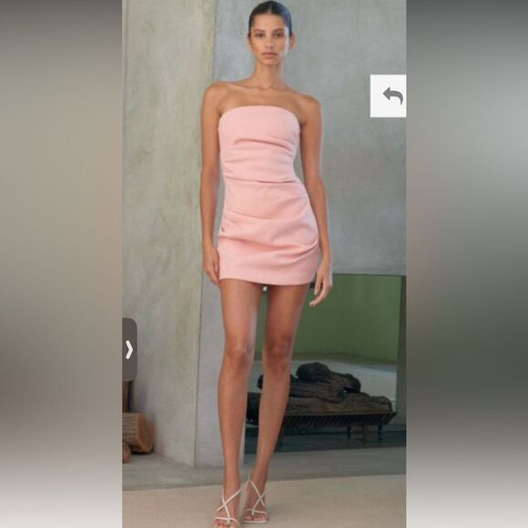 Misha Alston Strapless Ruched BONDED CREPE Mini Dress Calypso Pink Sz 8 Revolve - Picture 15 of 15
